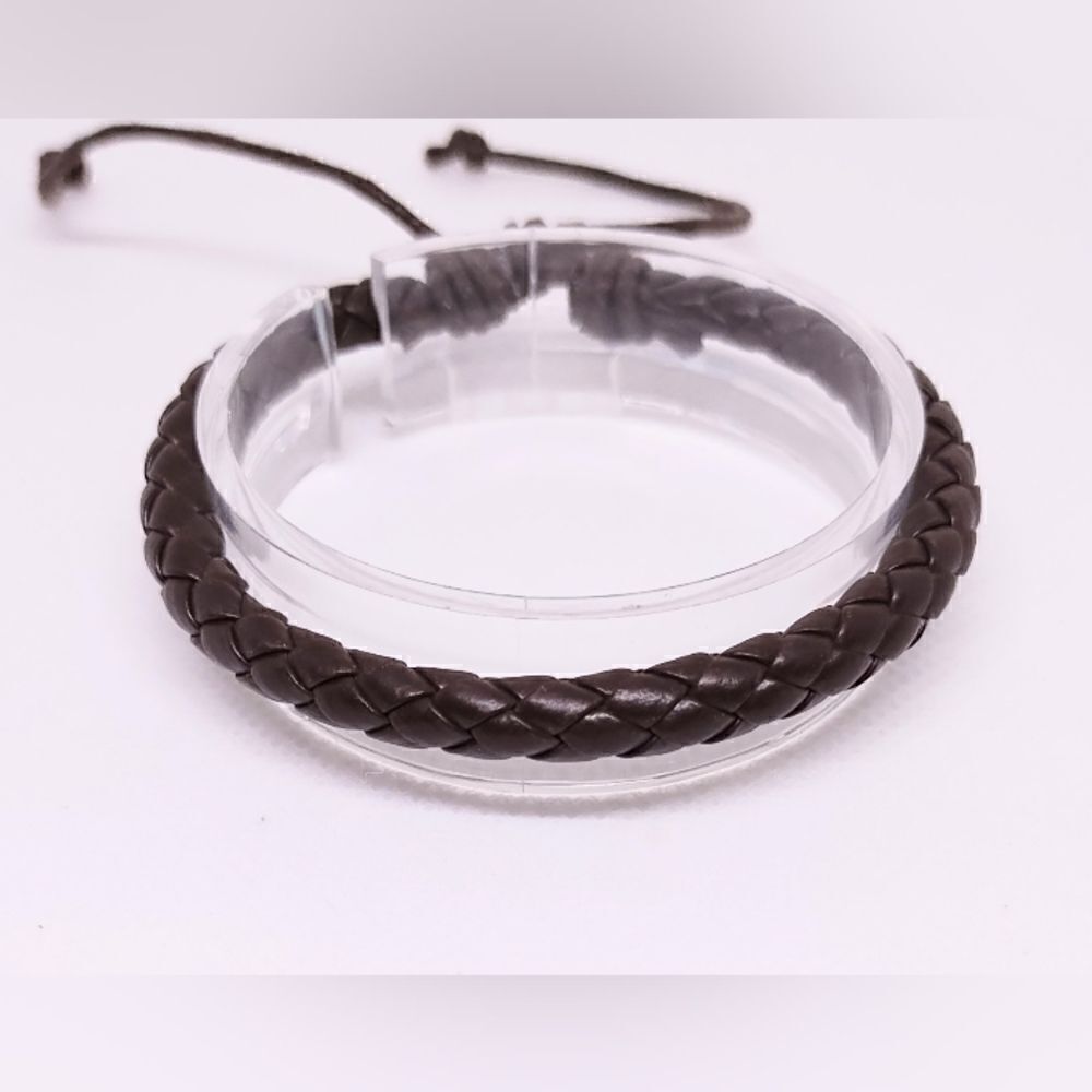 Men's bracelet leather‎ braided brown new e13